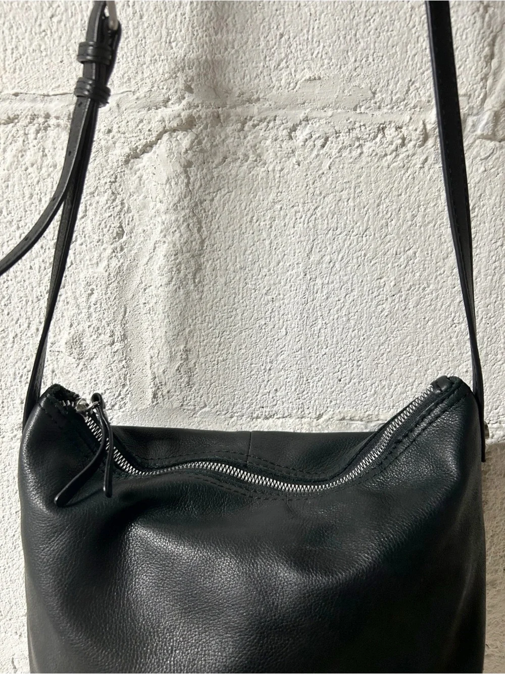 American Leather Co. Dayton Black Pebbled Leather Crossbody Hobo Bag; $145 MSRP